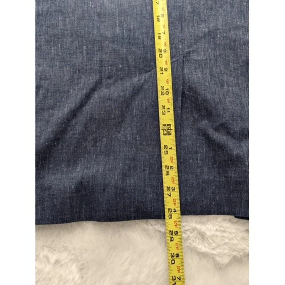 Michael Kors Womens 24W Navy Blue Linen Cotton Blend Single Button Blazer Jacket
